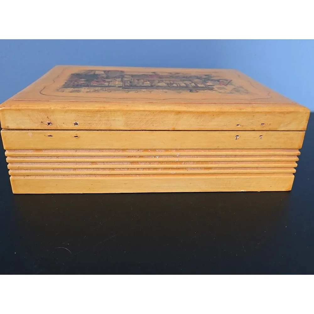 Vintage Wooden Storage Trinket Art Box‎ by Anton Pieck Victorian Scene 9